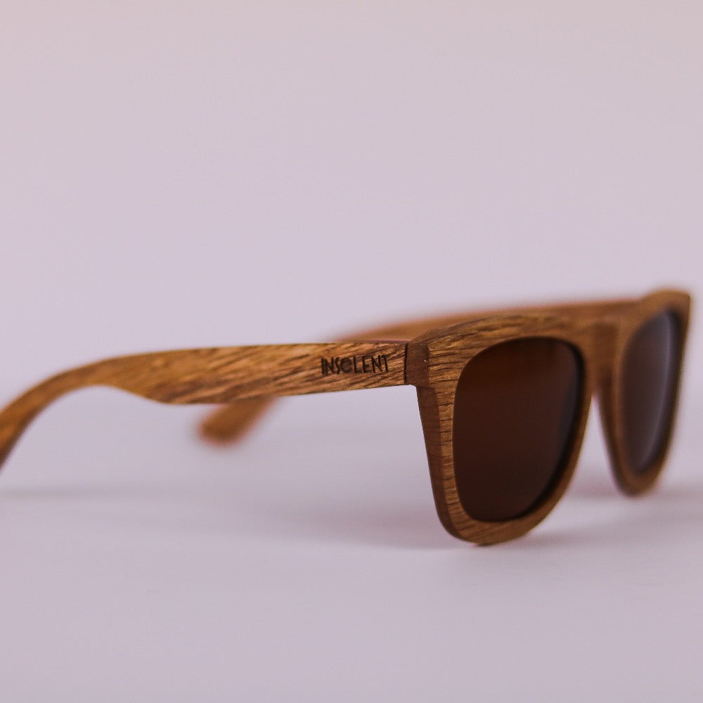 Perfil y logo INSOLENT Gafas de sol polarizadas de madera CINNAMON BUDY