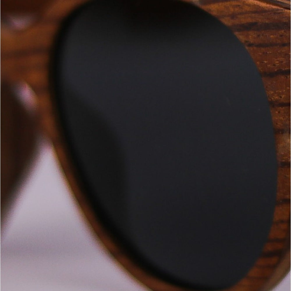Detalle Montura Gafas de Sol polarizadas de madera ELLIOT FOX