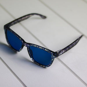 Perfil Gafas de sol polarizadas MONDRIAN BLUE sobre fondo blanco